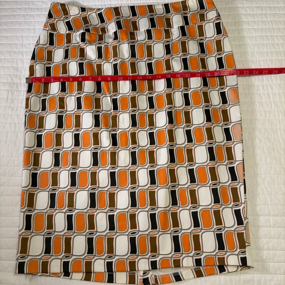 Ashley Stewart Orange Black White Geometric Print Slim Skirt Womens 14W NWT - Picture 7 of 8